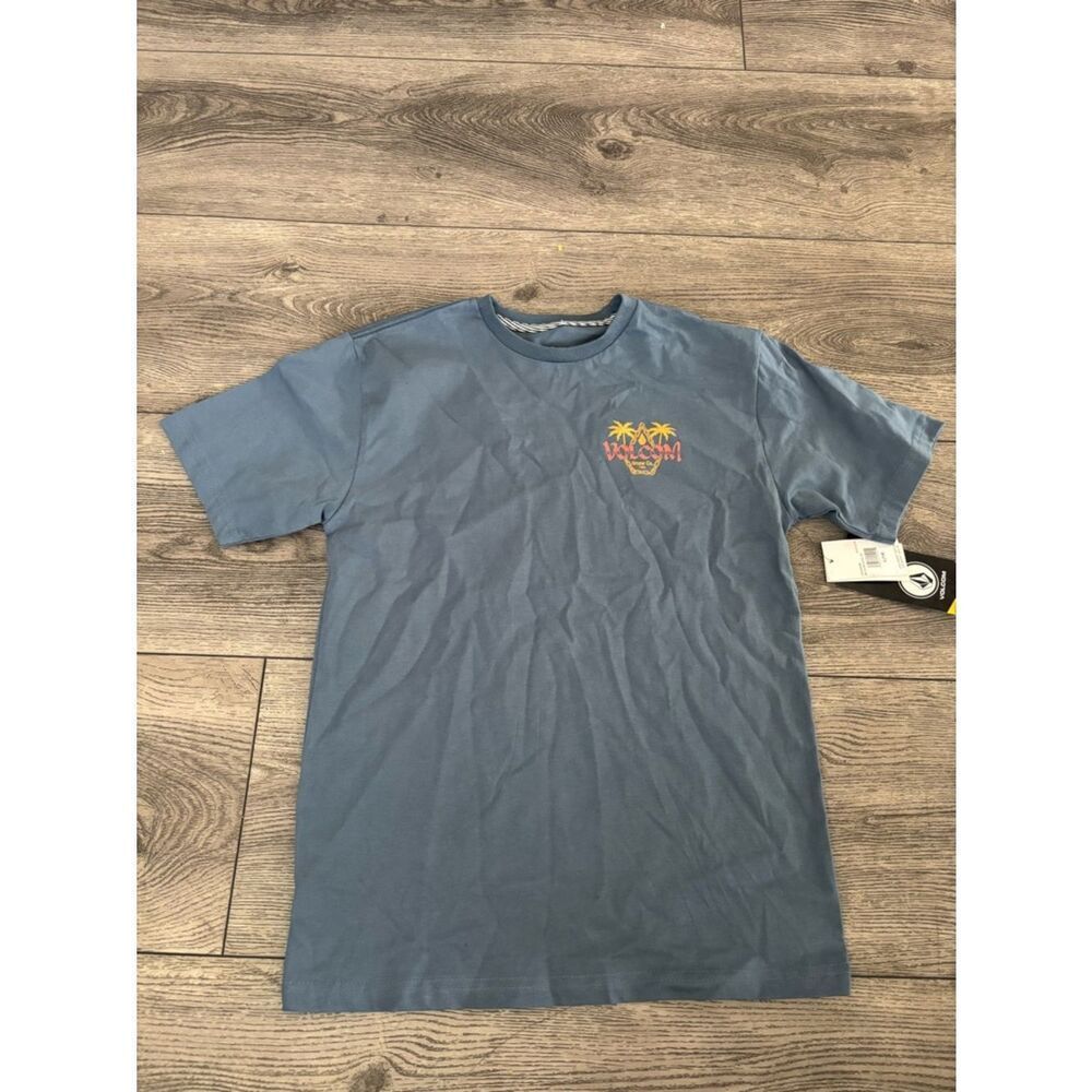 Volcom Blue Short-Sleeve Tee with Palm Graphic